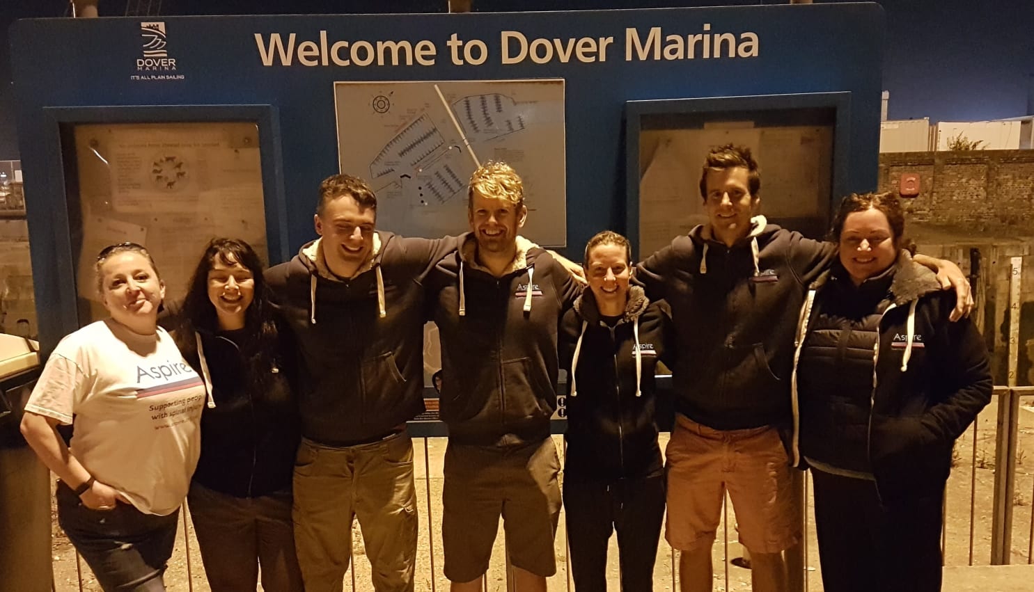 Team Frogfish at Dover Marina ahead of their swim