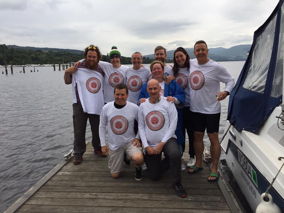 Relay team at the end of their Loch Lomond swim
