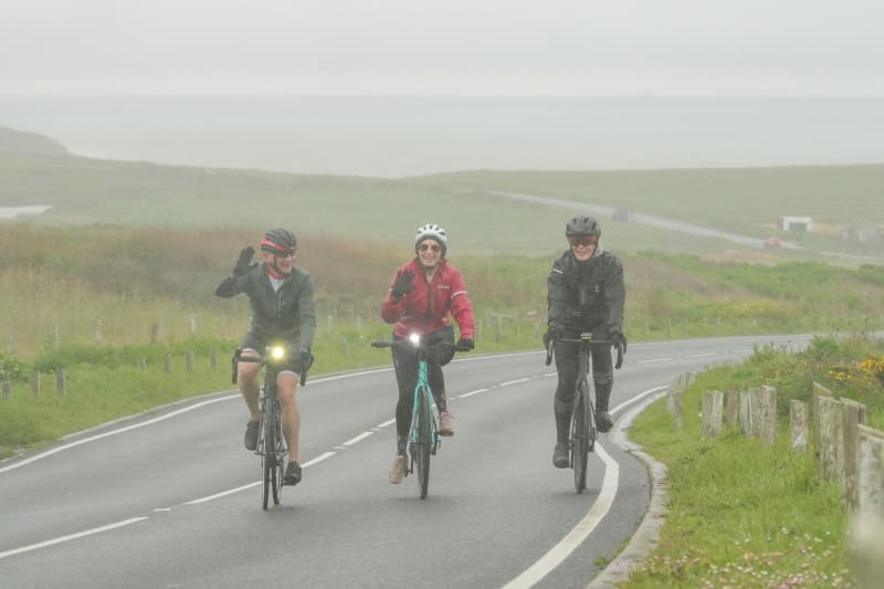David cycling on the Isle of Wight with two friends