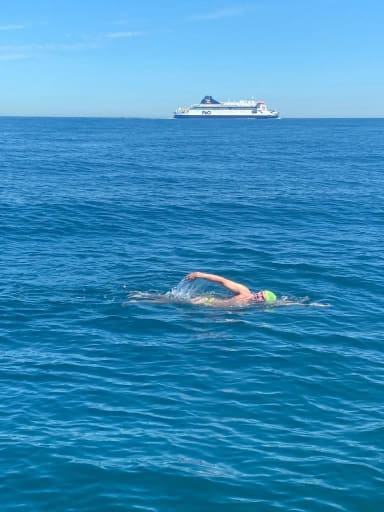 Andrew swimming the Channel