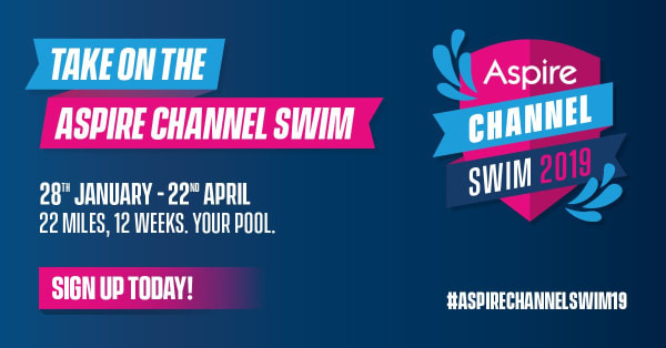 Aspire Channel Swim logos on dark background