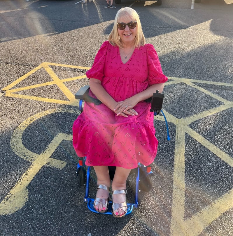 Julie in her wheelchair