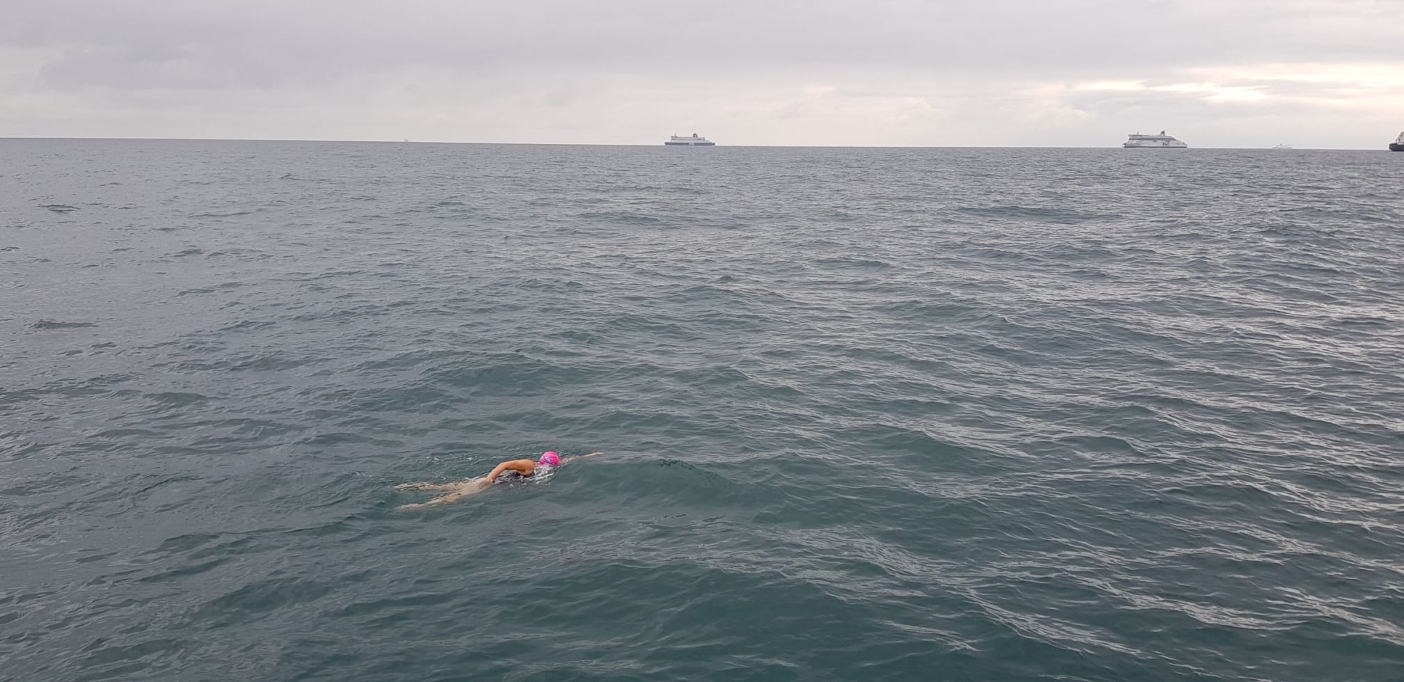Ruth swimming in the Channel