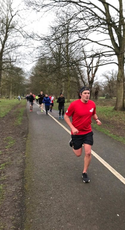 Harry running as part of his training for the London Marathon