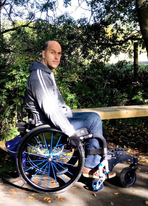 Steven in his wheelchair
