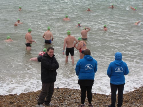 Colin on Dover beach supervising swims