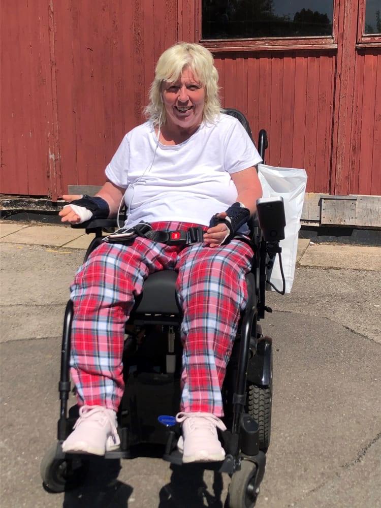 Paula in her wheelchair