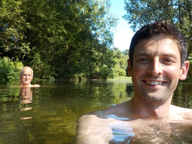 Roger and son swimming the River Wye