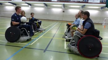 Wheelchair rugby players