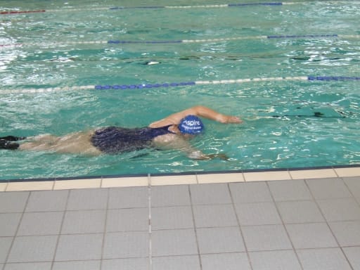 Eleanor swimming a pool